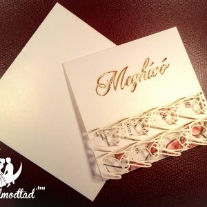 Kinyitható lézervágott esküvői meghívó dupla tulipán sormintával.