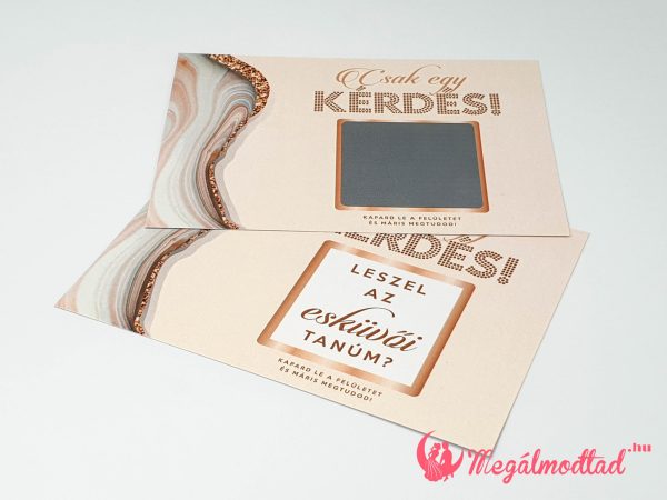Pasztell tanúfelkérő márvány mintával és kaparós kérdéssel