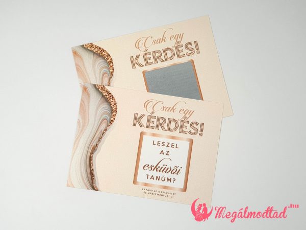 Pasztell tanúfelkérő márvány mintával és kaparós kérdéssel