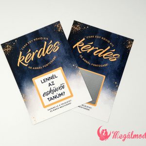 Tanúfelkérő kaparós sorsjegy sötétkék absztrakt mintával és arany díszítéssel