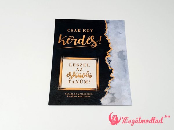 Elegáns kék márvány mintás tanúfelkérő kaparós sorsjegy egyedi kérdéssel