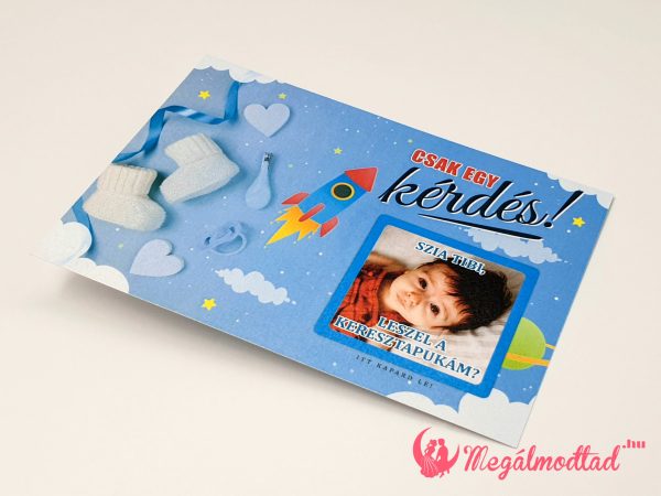 Űrhajós keresztszülő felkérő kaparós sorsjegy