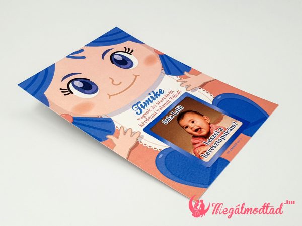Babafigurás keresztszülő felkérő kaparós sorsjegy