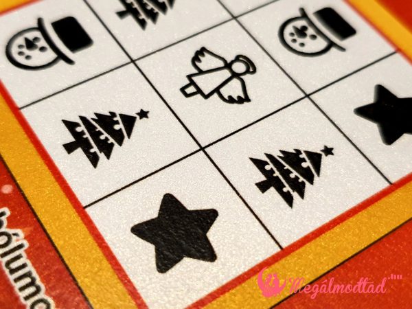 Karácsonyi keresztszülő felkérő piros háttérrel és csengővel