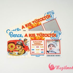 Tűzoltós keresztszülő felkérő kaparós sorsjegy, 2 kaparófelülettel.