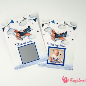 Akvarell hatású keresztszülő felkérő kis repülővel