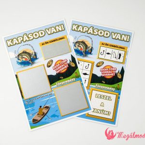 Horgászos tanúfelkérő kaparós sorsjegy „Kapásod van!” felirattal, kaparófelülettel