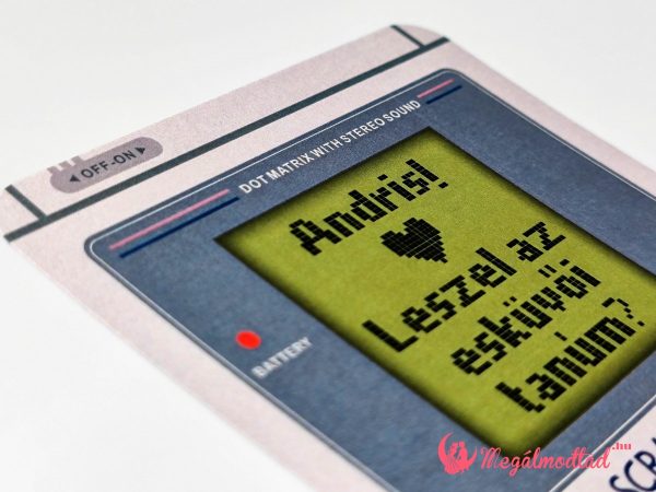 Retro Gameboy tanúfelkérő kaparós sorsjegy, játékos felkéréssel
