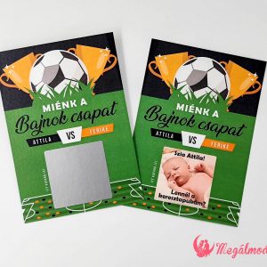 Keresztszülő felkérő focis mintával és egy kaparófelülettel
