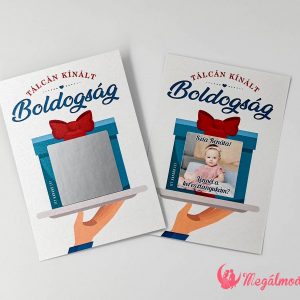Ajándékdoboz formájú keresztszülő felkérő, kaparófelülettel