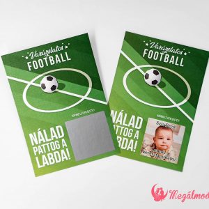 Focis keresztszülő felkérő, kaparófelülettel, csapatmotívumokkal