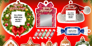 Kaparós felületű karácsonyi díszek különböző lézervágott formákkal, egyedi üzenettel és fotóval kérhető kivitelben.